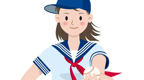 野球を応援する女子高生